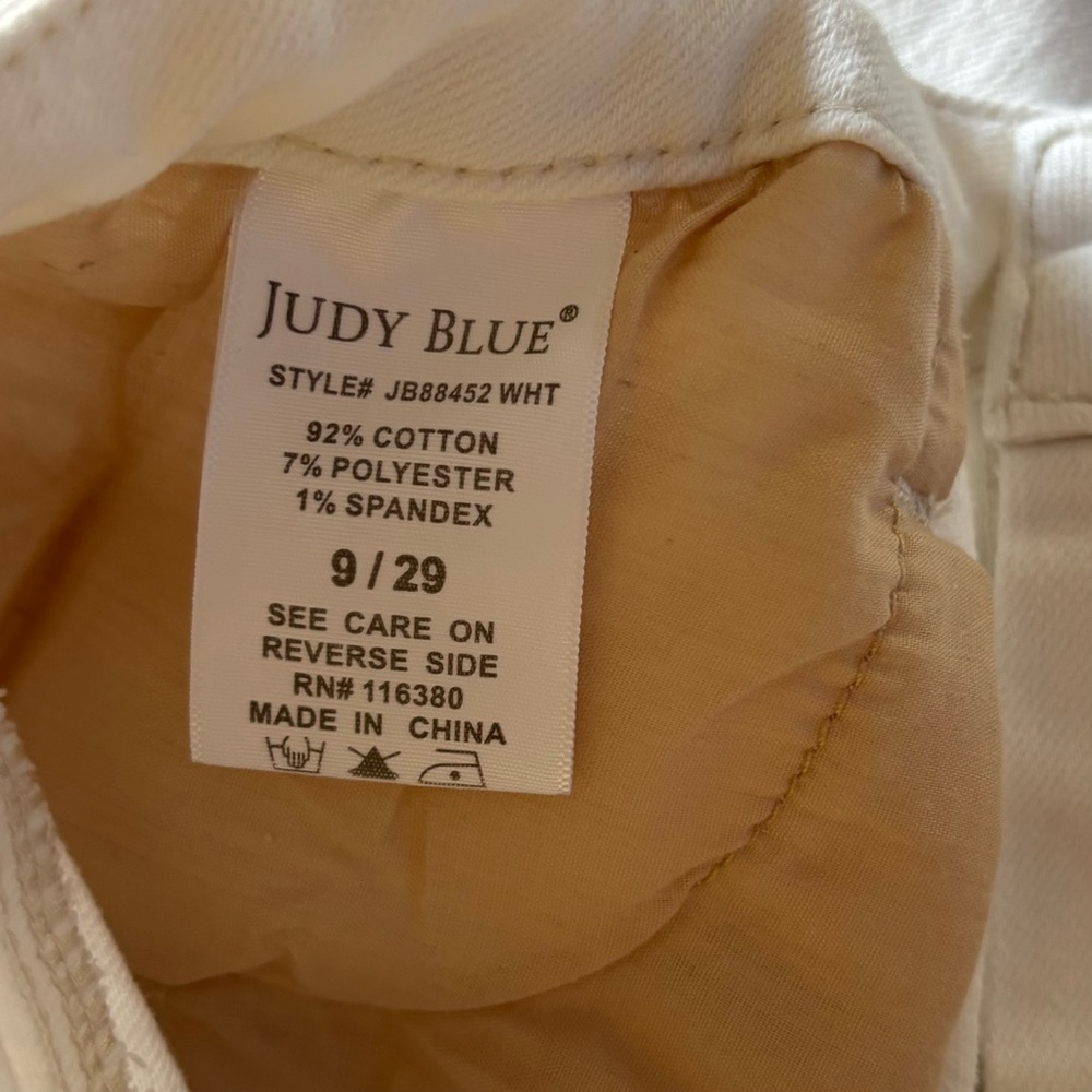 Judy Blue White Double Cuff Boyfriend Jeans Size 29, High Rise Comfort Stretch - Picture 11 of 16